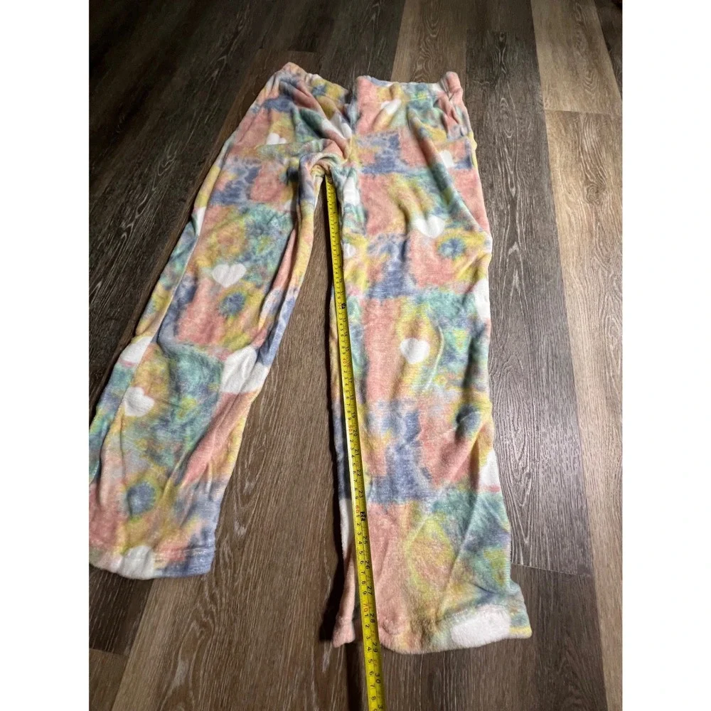Bobbie Brooks Sleepwear Pajama Pants Womens 2X‎ Multi Color Tie Dye Heart Fleece